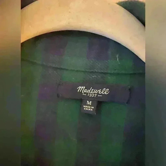 Madewell Classic Plaid Button-Up Shirt Green Sz M - Picture 3 of 4
